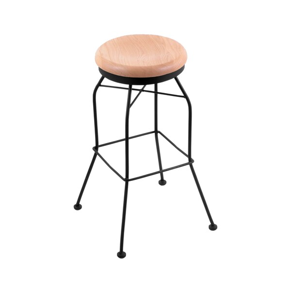 30" Swivel Bar Stool, Black Wrinkle, Nat Oak Seat